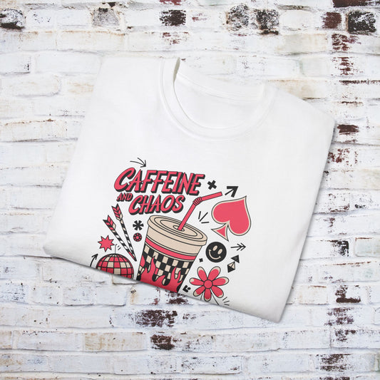 Caffeine Chaos Unisex Ultra Cotton Tee - Fun Graphic Tee for Coffee Lovers