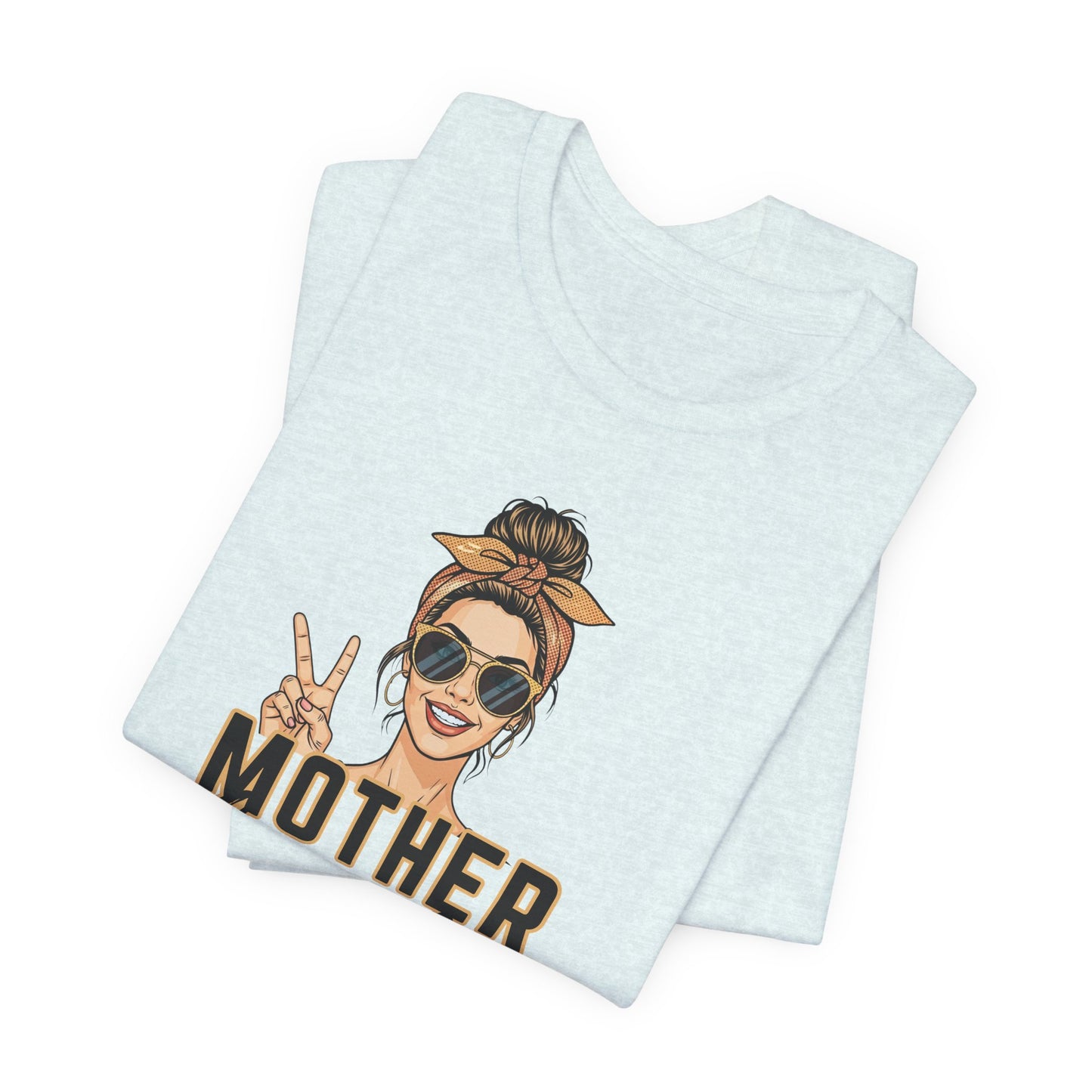 Trendy Motherhood Life T-Shirt – Funny Mom Graphic Tee, Casual Mom Life Shirt with Retro Sunglasses & Peace Sign, Cute Gift for Mothers