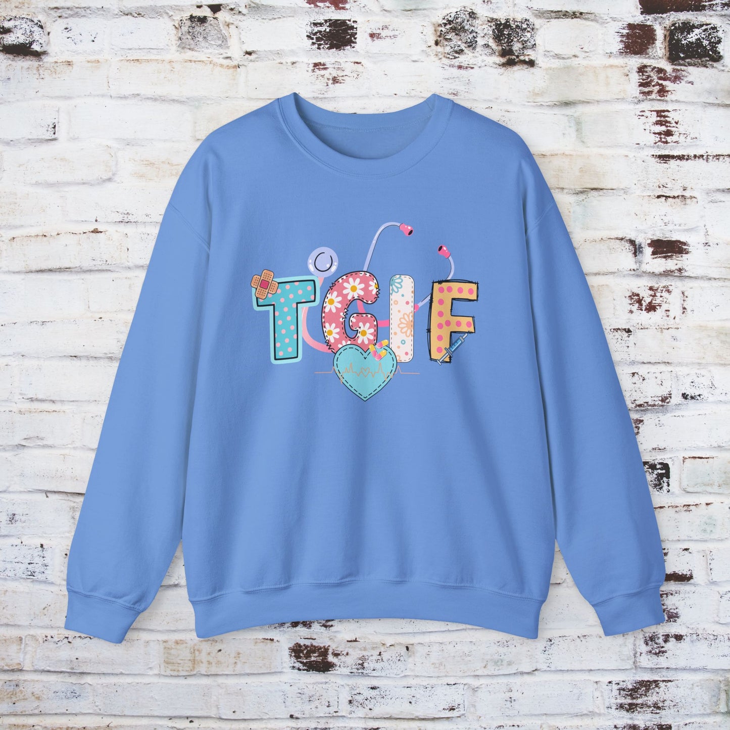 TGIF Nurse Sweatshirt – Fun Medical Crewneck for Healthcare Workers, Cute Stethoscope Doctor Pullover, Nursing Student Gift Idea