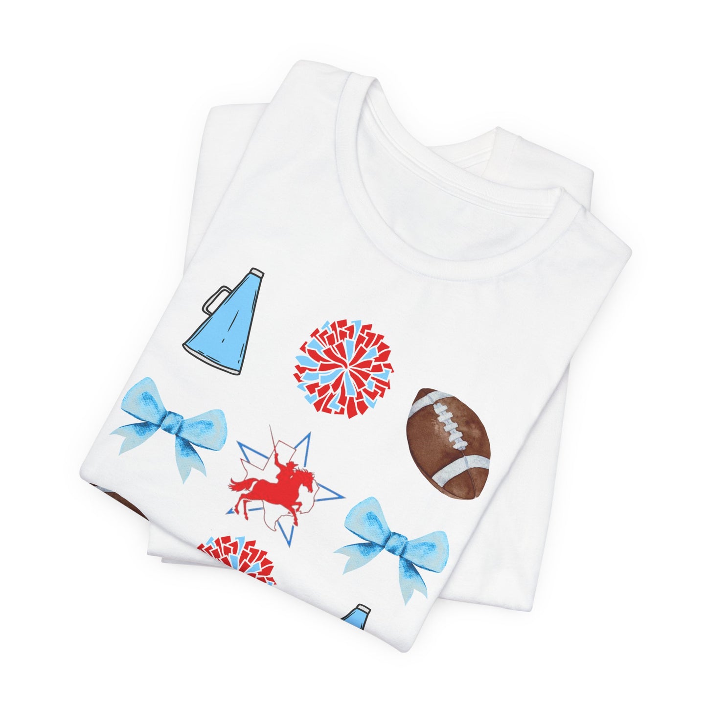 Lumberton High School Spirit T-Shirt | Cheer, Football, Pep Rally Shirt | School Spirit Tee with Megaphone, Pom Poms, Football & Bows
