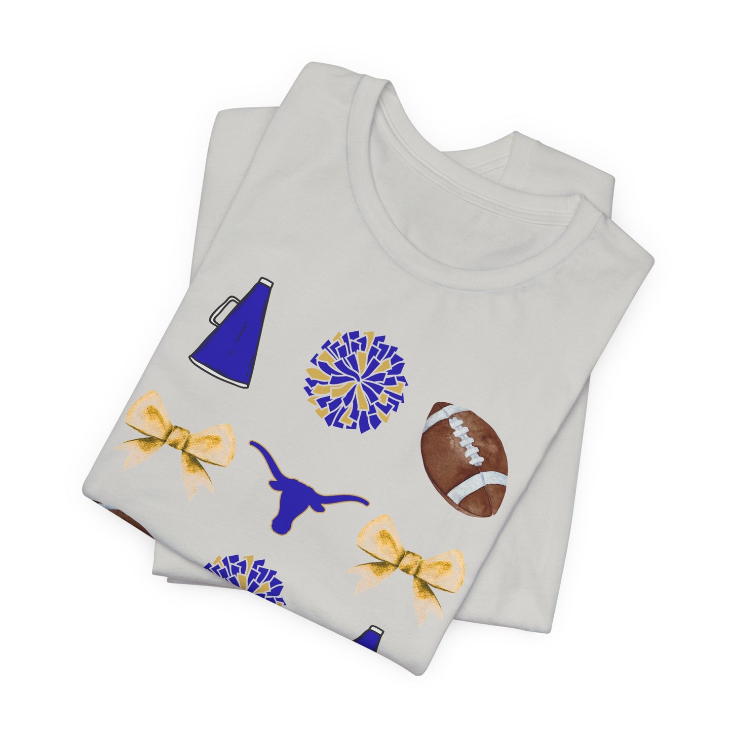 Hamshire-Fannett High School Spirit T-Shirt | Longhorns Mascot Cheer Football Game Day Tee | Purple & Gold School Pride Shirt