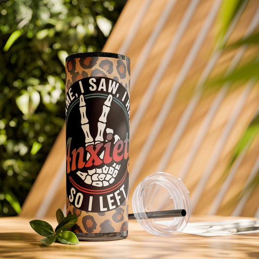 Leopard Print Anxiety Tumbler with Straw - 20oz Stainless Steel Travel Mug