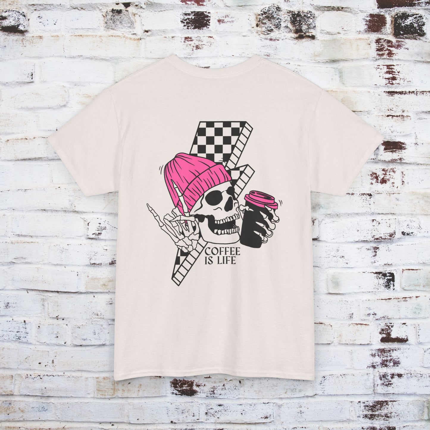 Coffee Is Life Unisex Heavy Cotton Tee - Trendy Skull Design for Coffee Lovers