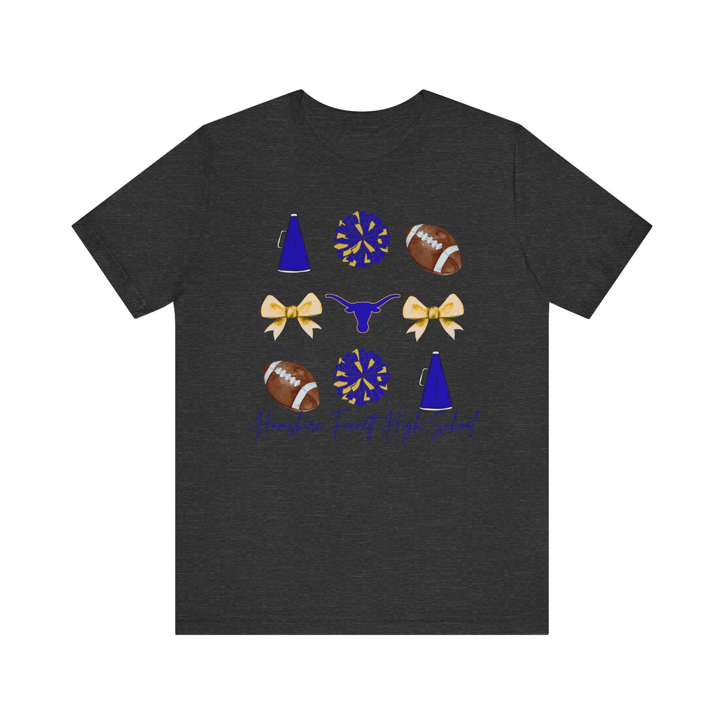 Hamshire-Fannett High School Spirit T-Shirt | Longhorns Mascot Cheer Football Game Day Tee | Purple & Gold School Pride Shirt