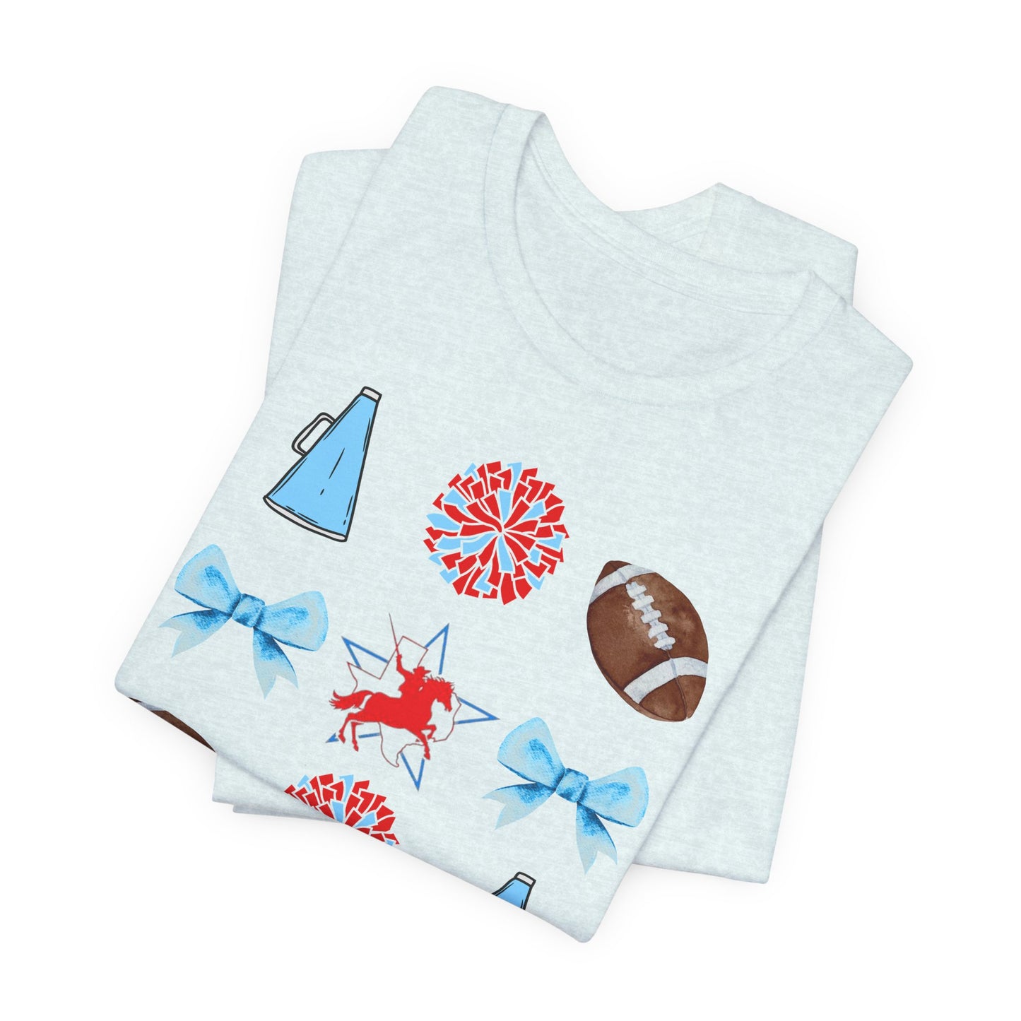 Lumberton High School Spirit T-Shirt | Cheer, Football, Pep Rally Shirt | School Spirit Tee with Megaphone, Pom Poms, Football & Bows