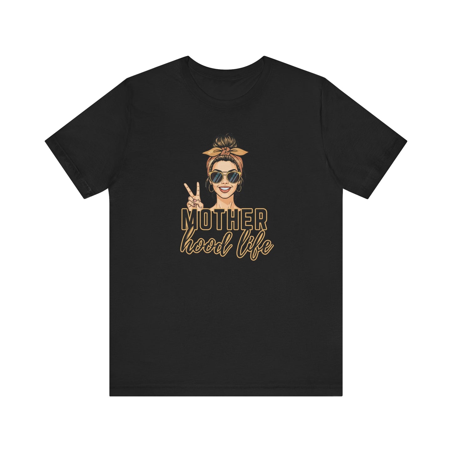 Trendy Motherhood Life T-Shirt – Funny Mom Graphic Tee, Casual Mom Life Shirt with Retro Sunglasses & Peace Sign, Cute Gift for Mothers
