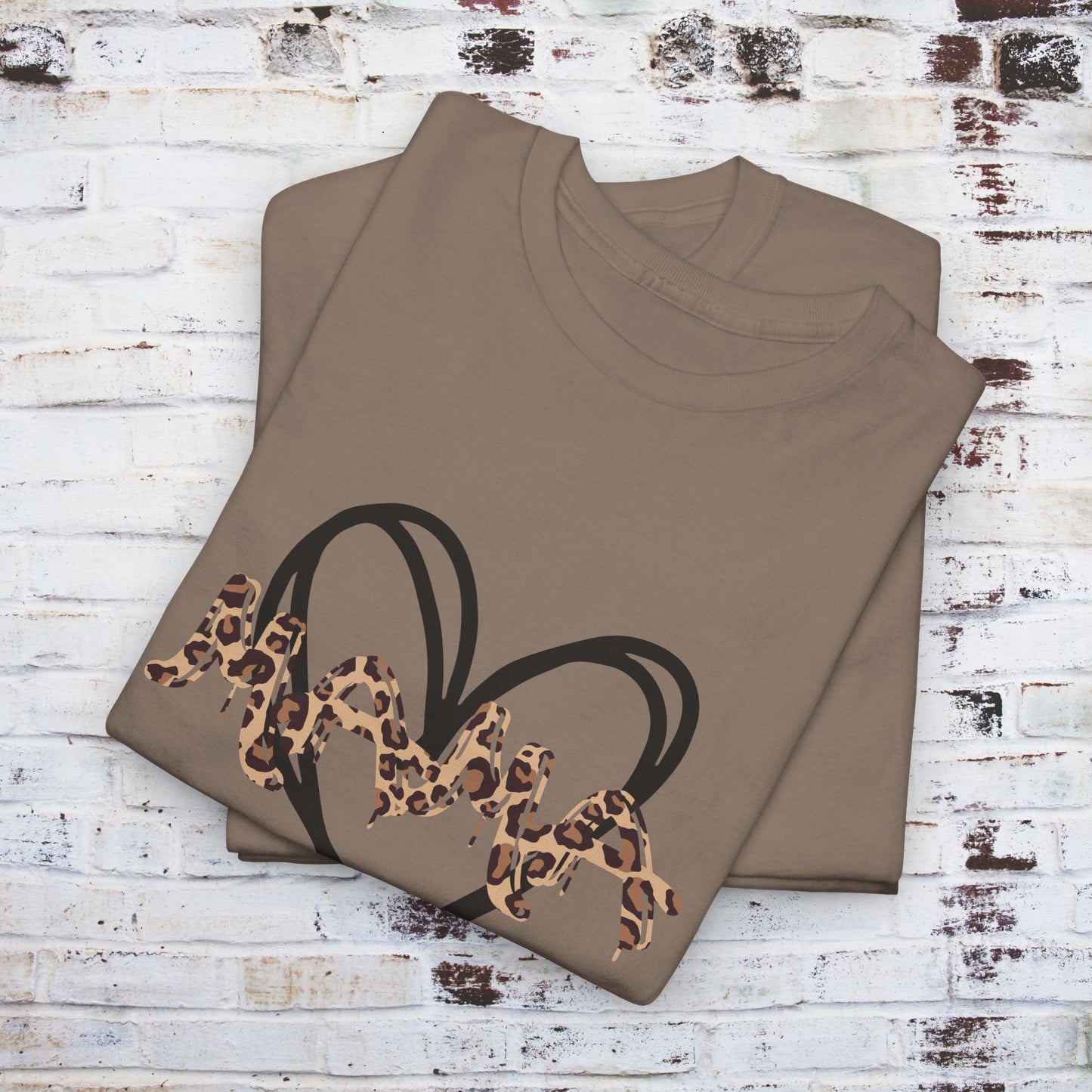 Mama Leopard Print T-shirt- Red Graphic Tee with Heart Design, Cute Mother's Day Shirt, Trendy Mom Shirt, Gift for Her, Animal Print Tee