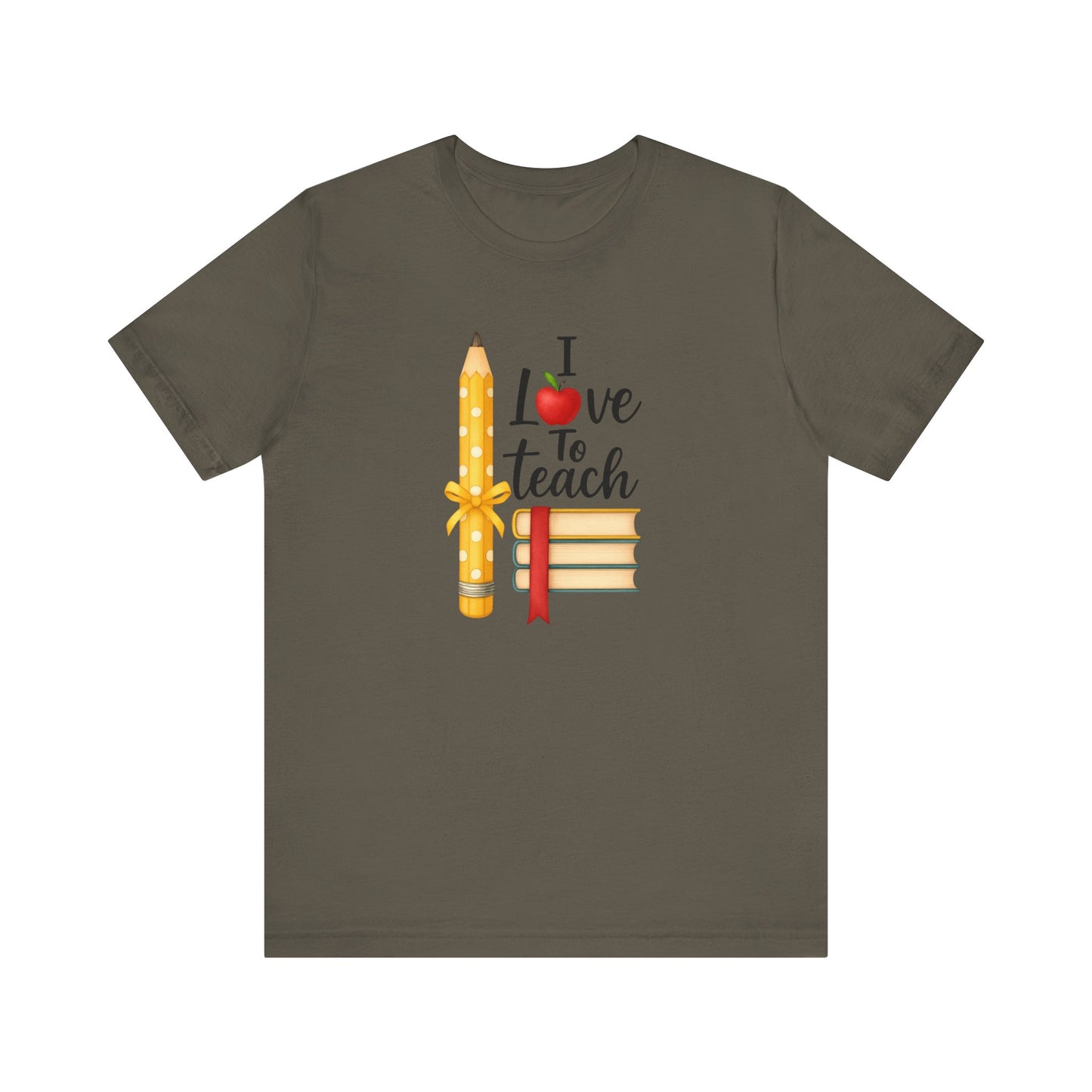 Teacher Graphic Tee – “I Love to Teach” Shirt with Pencil & Books Design, Cute Teacher Appreciation Gift, Back to School Teacher T-Shirt