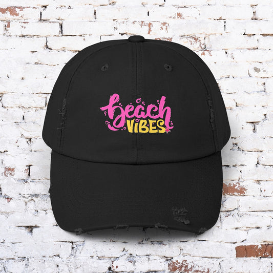 Beach Vibes Distressed Cap - Unisex Summer Hat for Fun Outdoors