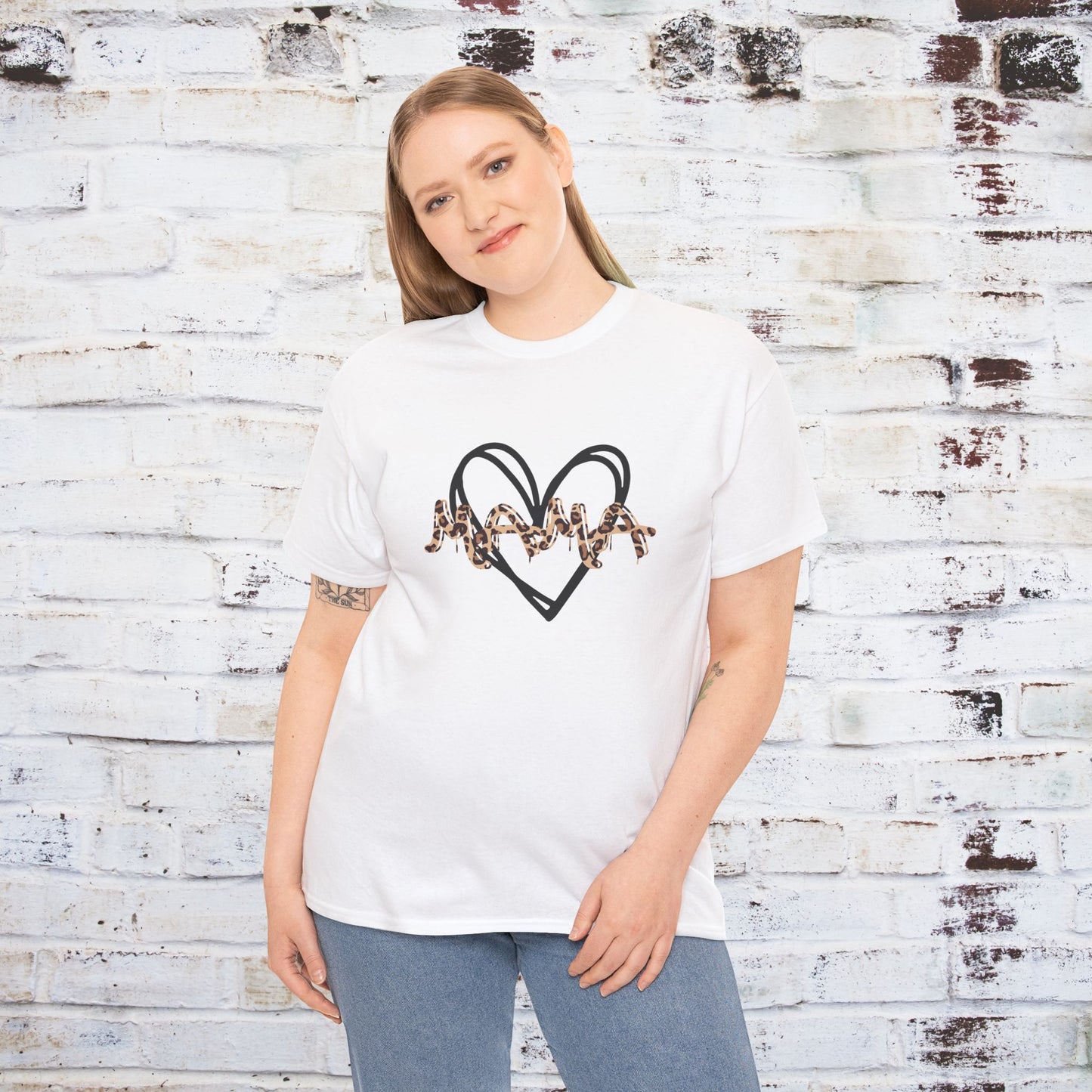 Mama Leopard Print T-shirt- Red Graphic Tee with Heart Design, Cute Mother's Day Shirt, Trendy Mom Shirt, Gift for Her, Animal Print Tee