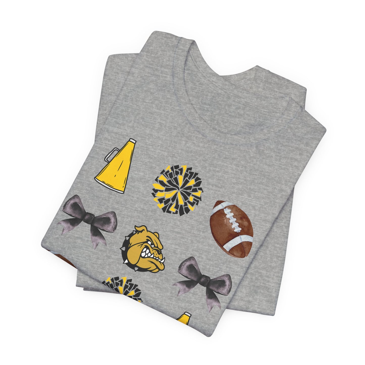 Nederland High School Spirit T-Shirt | Bulldogs Mascot Cheer Football Game Day Tee | Black & Gold School Pride Shirt