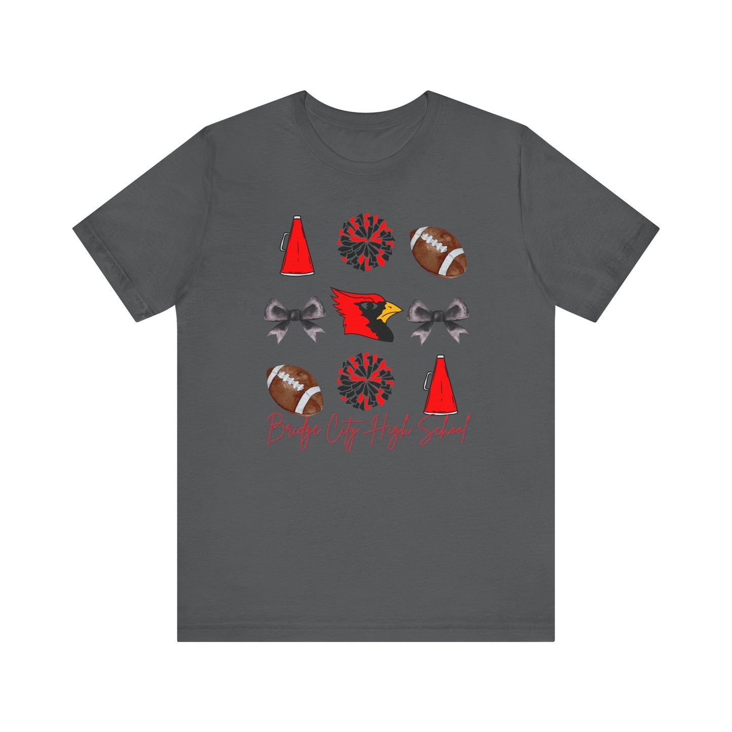 Bridge City High School Spirit T-Shirt | Cardinals Mascot Cheer Football Game Day Tee | Red & Black School Pride Shirt