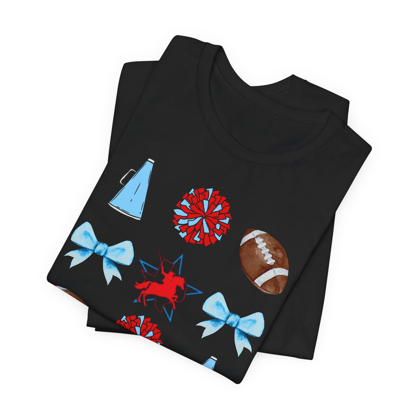 Lumberton High School Spirit T-Shirt | Cheer, Football, Pep Rally Shirt | School Spirit Tee with Megaphone, Pom Poms, Football & Bows