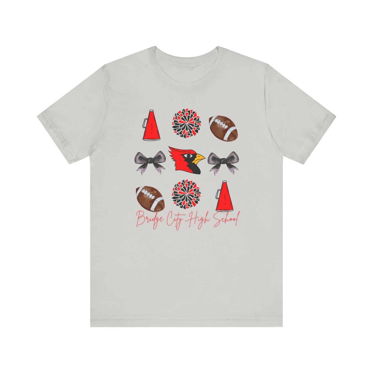 Bridge City High School Spirit T-Shirt | Cardinals Mascot Cheer Football Game Day Tee | Red & Black School Pride Shirt