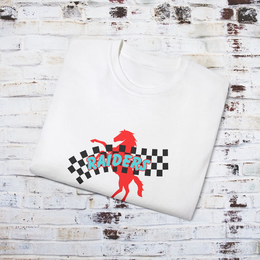 Lumberton Raiders Tee - Checkered Flag & Raider Design