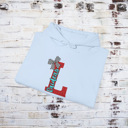 Lumberton Raiders Unisex Hooded Sweatshirt with Glitter L Design