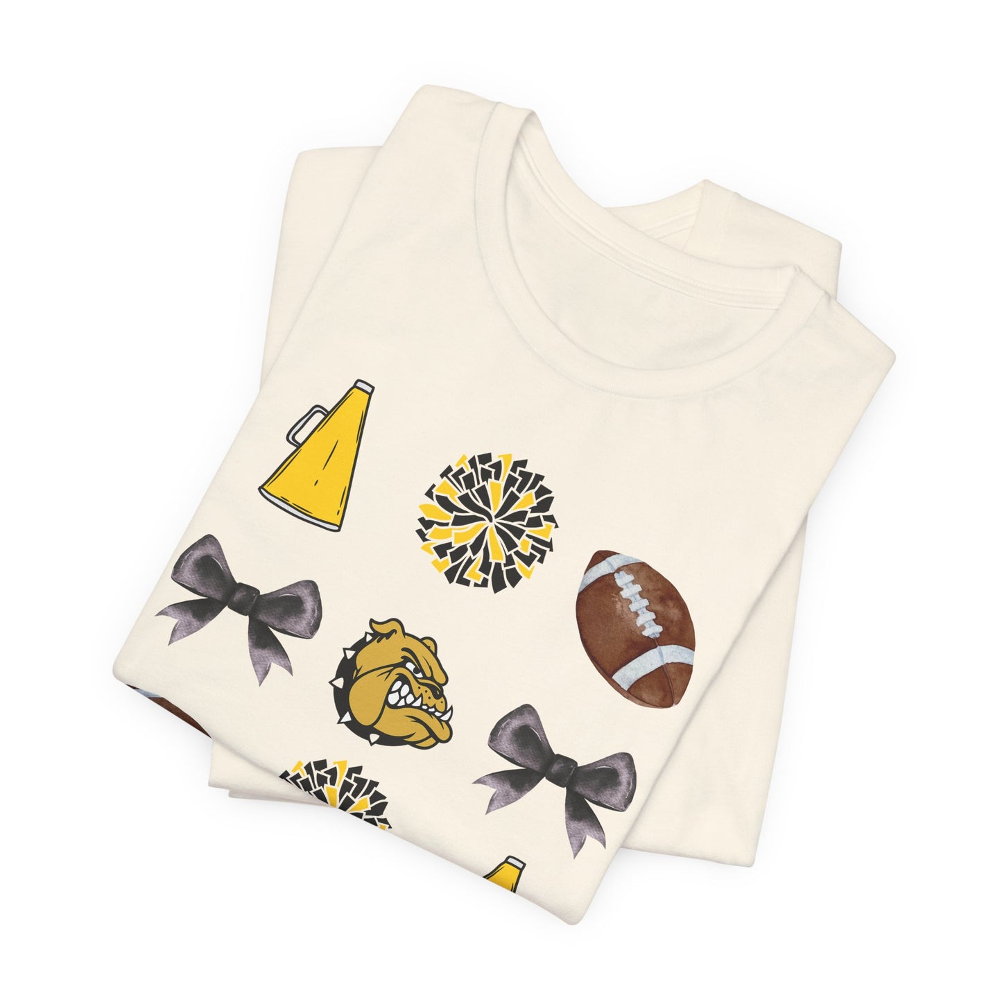 Nederland High School Spirit T-Shirt | Bulldogs Mascot Cheer Football Game Day Tee | Black & Gold School Pride Shirt