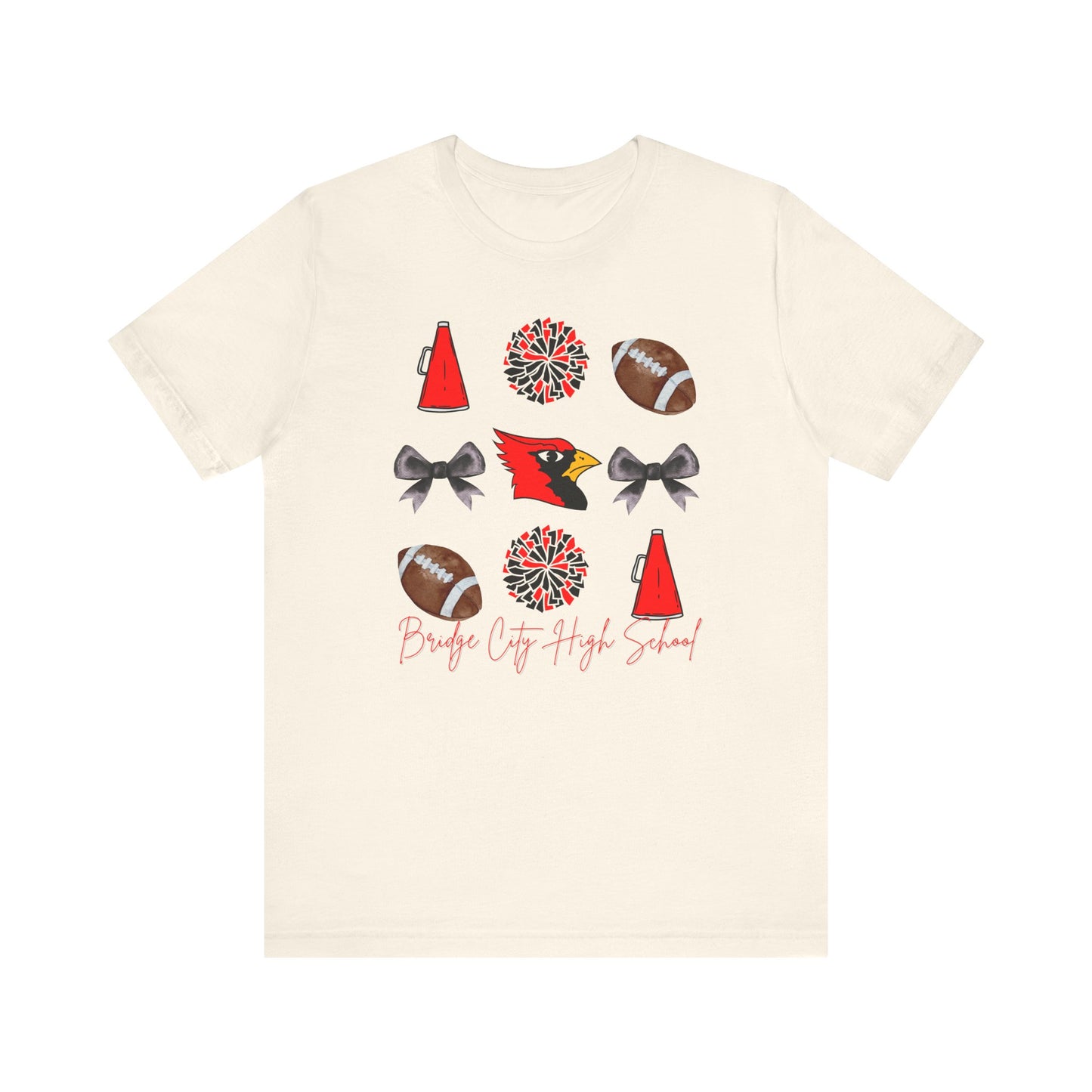 Bridge City High School Spirit T-Shirt | Cardinals Mascot Cheer Football Game Day Tee | Red & Black School Pride Shirt
