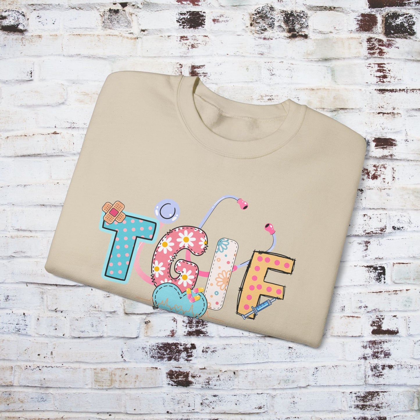 TGIF Nurse Sweatshirt – Fun Medical Crewneck for Healthcare Workers, Cute Stethoscope Doctor Pullover, Nursing Student Gift Idea