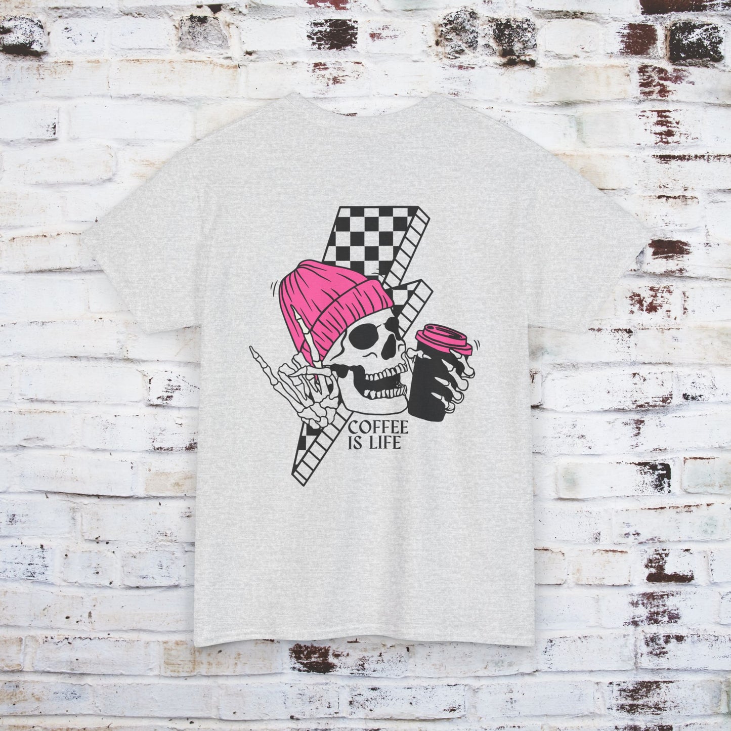 Coffee Is Life Unisex Heavy Cotton Tee - Trendy Skull Design for Coffee Lovers