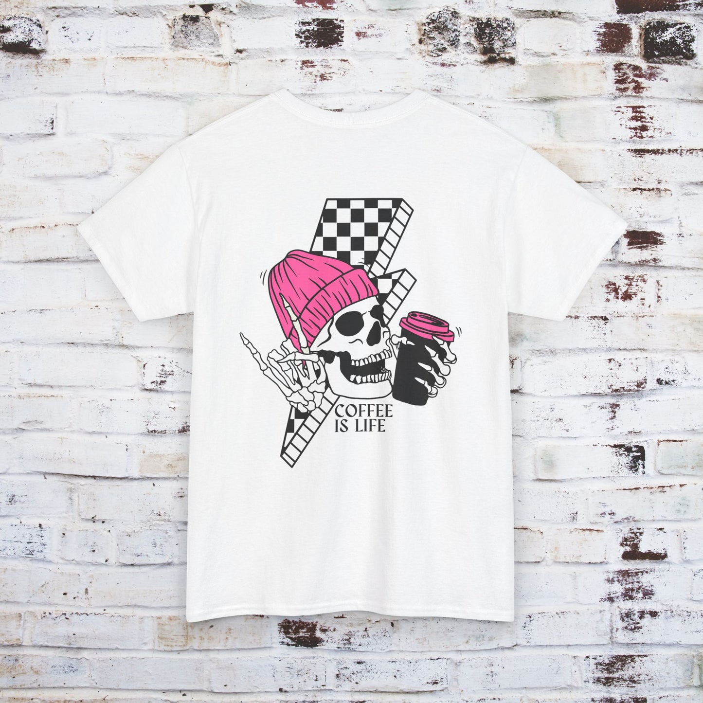 Coffee Is Life Unisex Heavy Cotton Tee - Trendy Skull Design for Coffee Lovers