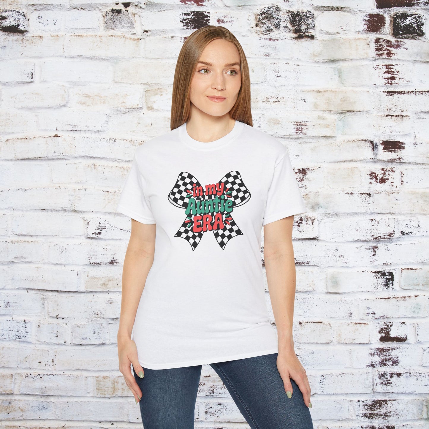 In My Auntie Era Unisex Ultra Cotton Tee - Vintage Checkered Design, Perfect Gift for Aunts
