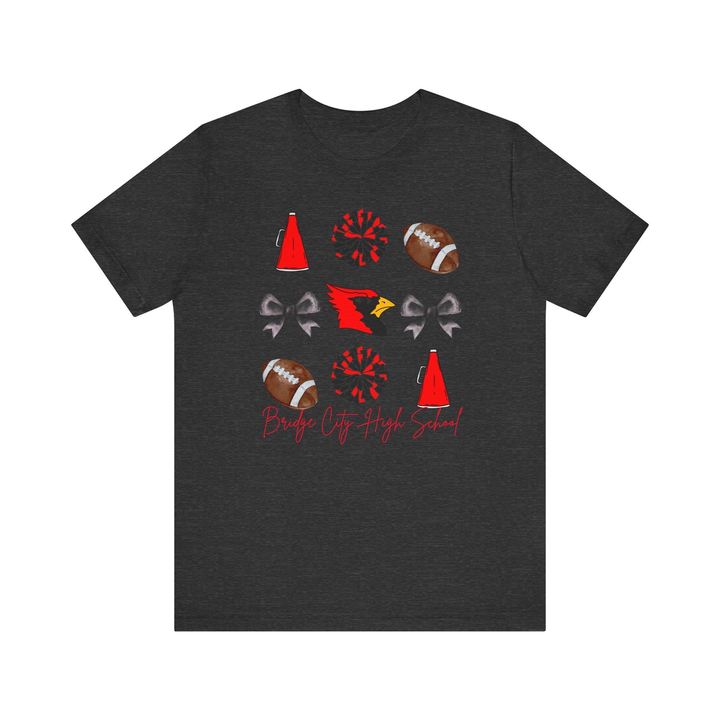 Bridge City High School Spirit T-Shirt | Cardinals Mascot Cheer Football Game Day Tee | Red & Black School Pride Shirt