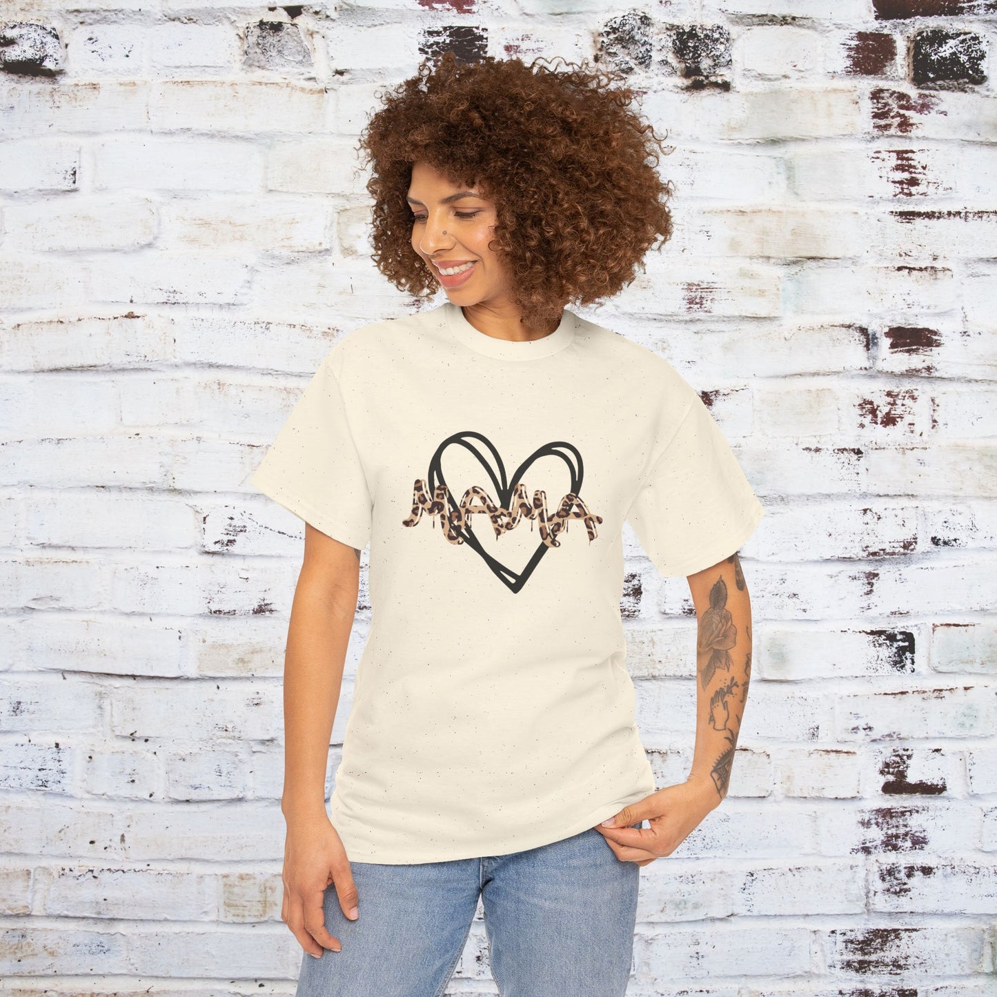 Mama Leopard Print T-shirt- Red Graphic Tee with Heart Design, Cute Mother's Day Shirt, Trendy Mom Shirt, Gift for Her, Animal Print Tee