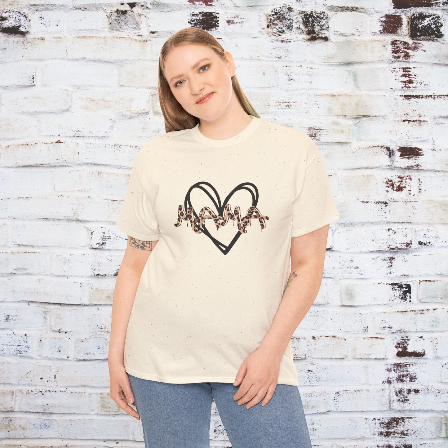 Mama Leopard Print T-shirt- Red Graphic Tee with Heart Design, Cute Mother's Day Shirt, Trendy Mom Shirt, Gift for Her, Animal Print Tee