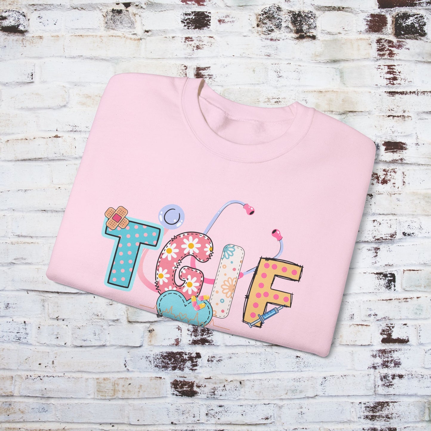 TGIF Nurse Sweatshirt – Fun Medical Crewneck for Healthcare Workers, Cute Stethoscope Doctor Pullover, Nursing Student Gift Idea