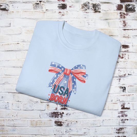 USA Born and Raised Unisex Ultra Cotton Tee - Patriotic Graphic T-Shirt for Independence Day