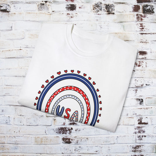 Patriotic Rainbow Unisex Tee - Celebrate USA Spirit