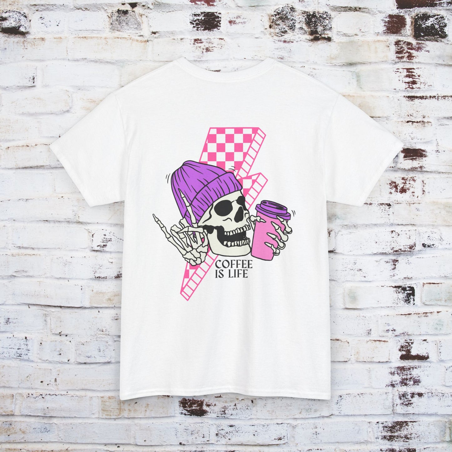 Coffee Is Life Unisex Heavy Cotton Tee - Fun Skull Graphic Tee for Coffee Lovers
