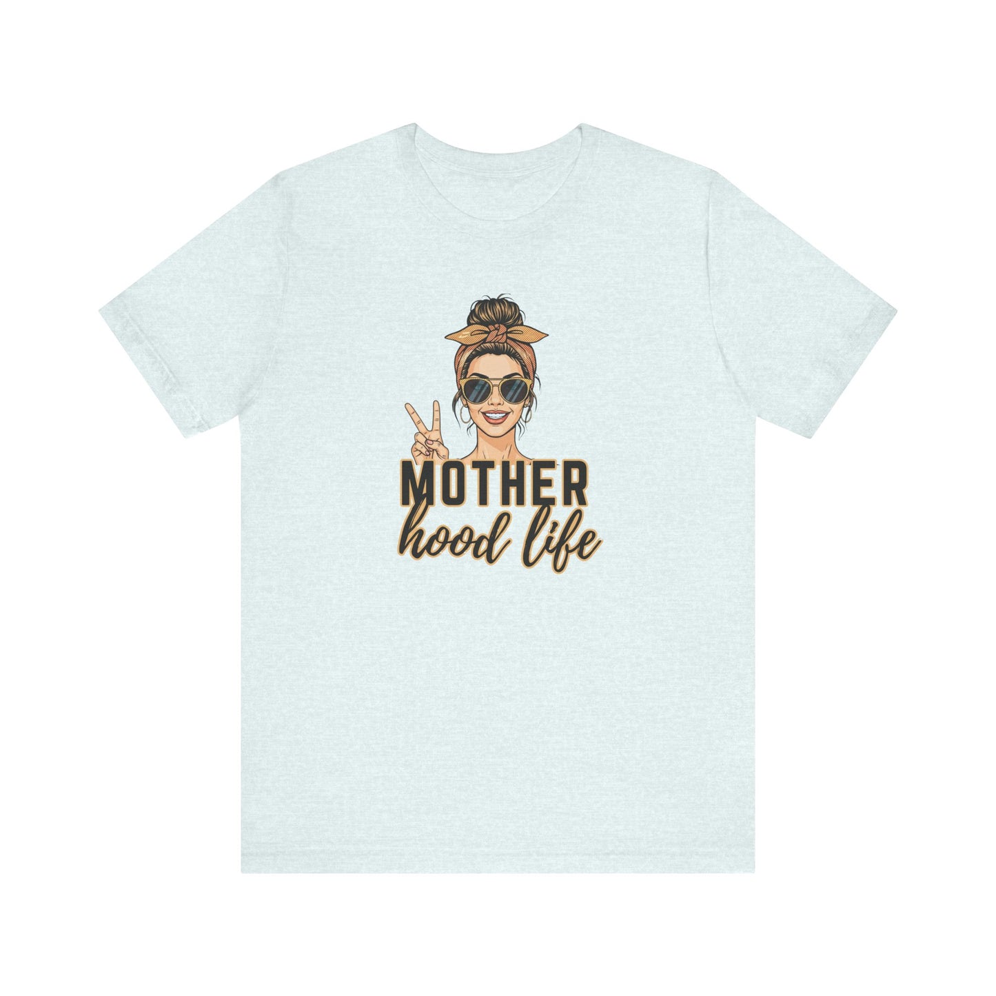 Trendy Motherhood Life T-Shirt – Funny Mom Graphic Tee, Casual Mom Life Shirt with Retro Sunglasses & Peace Sign, Cute Gift for Mothers