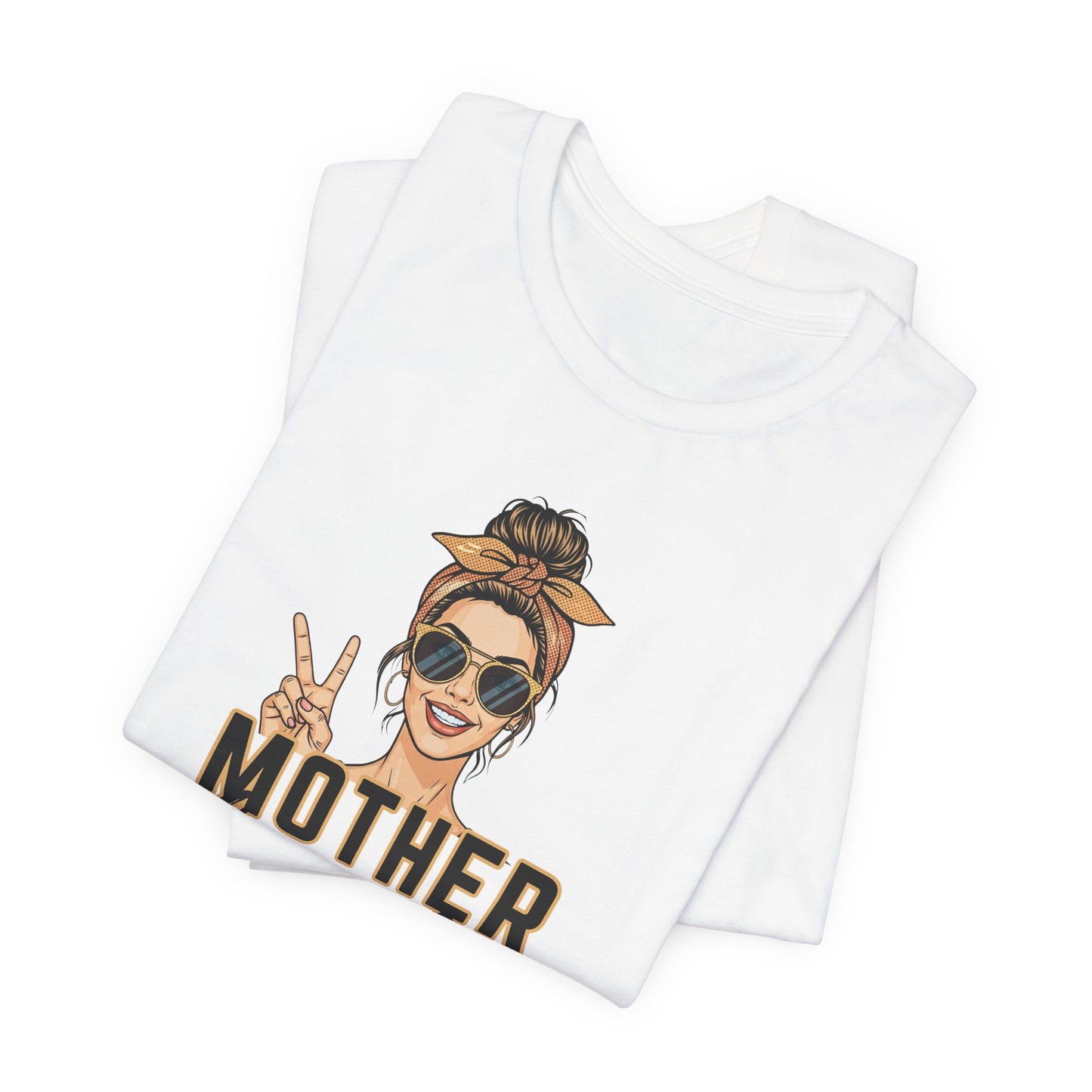 Trendy Motherhood Life T-Shirt – Funny Mom Graphic Tee, Casual Mom Life Shirt with Retro Sunglasses & Peace Sign, Cute Gift for Mothers