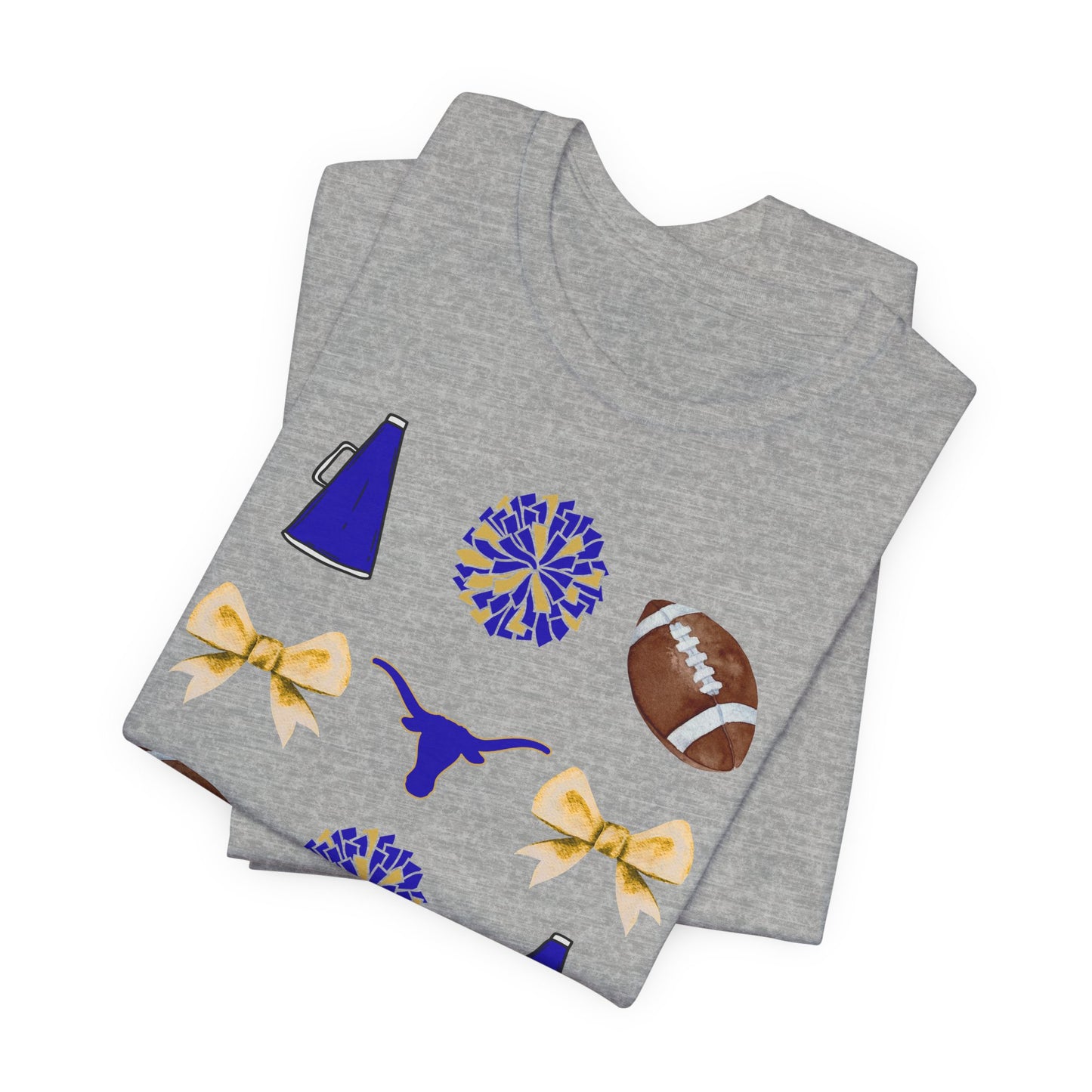 Hamshire-Fannett High School Spirit T-Shirt | Longhorns Mascot Cheer Football Game Day Tee | Purple & Gold School Pride Shirt