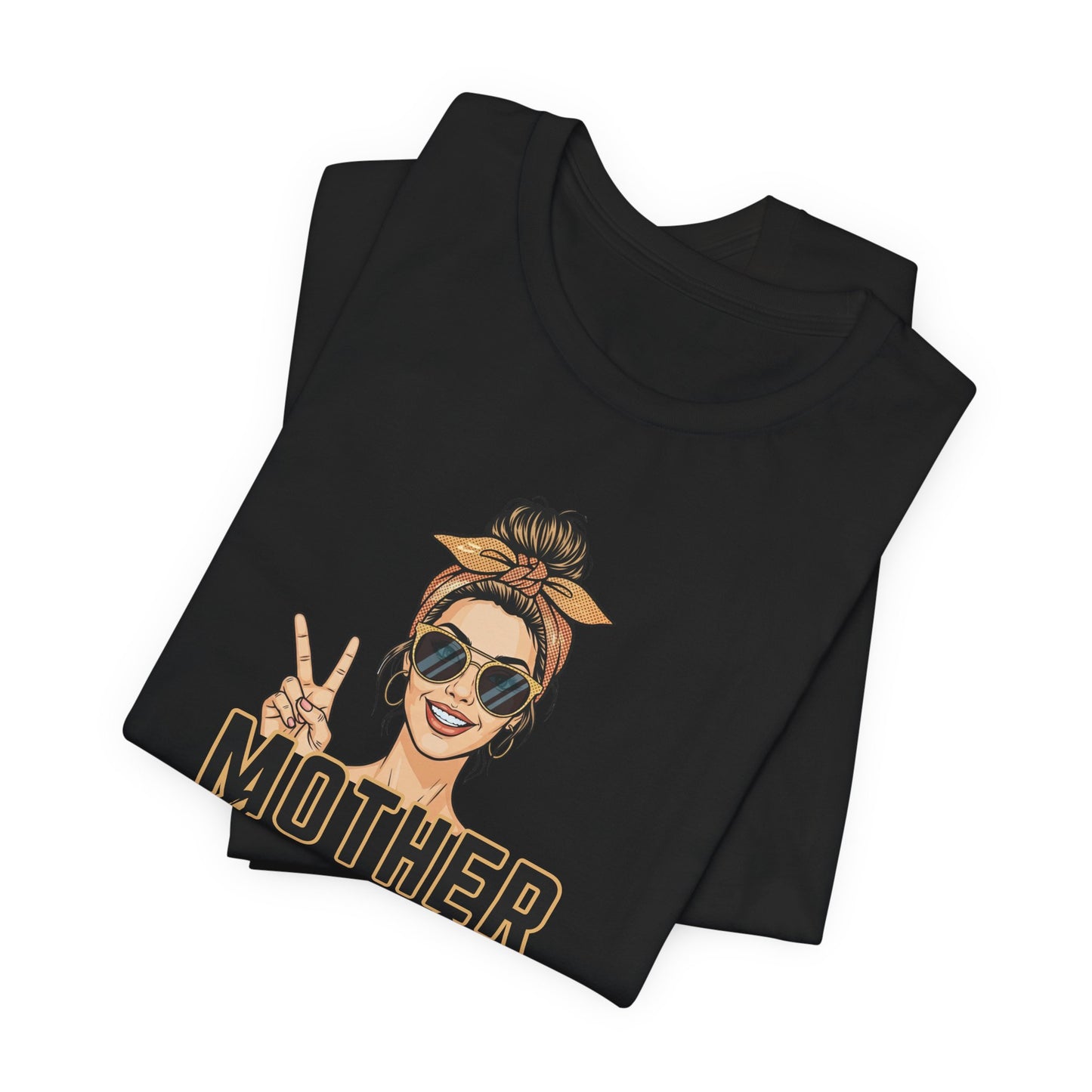 Trendy Motherhood Life T-Shirt – Funny Mom Graphic Tee, Casual Mom Life Shirt with Retro Sunglasses & Peace Sign, Cute Gift for Mothers