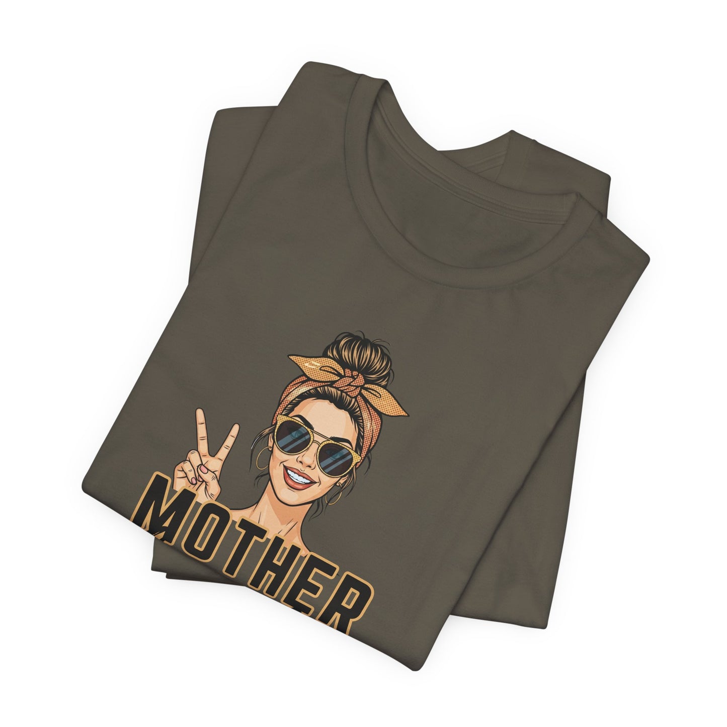 Trendy Motherhood Life T-Shirt – Funny Mom Graphic Tee, Casual Mom Life Shirt with Retro Sunglasses & Peace Sign, Cute Gift for Mothers