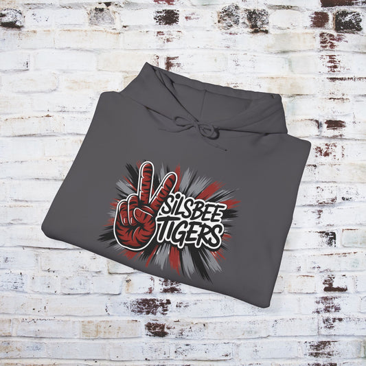 Silsbee Tigers Peace Symbol Hoodie – Unisex Heavy Blend™ Sweatshirt for School Spirit