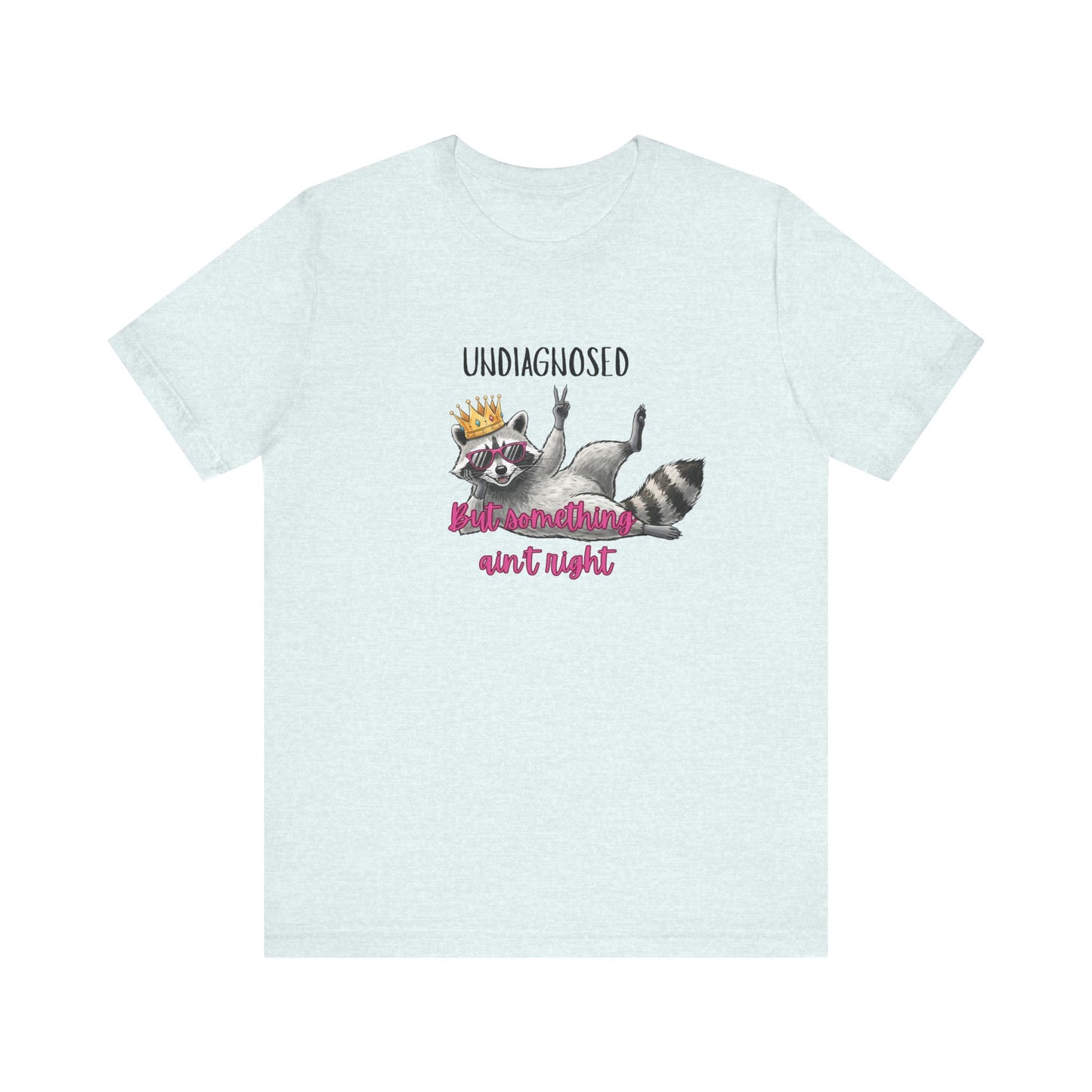 Funny Raccoon Graphic Tee – “Undiagnosed But Something Ain’t Right” T-Shirt, Quirky Meme Shirt, Casual Humor Tee, Trendy Streetwear Top